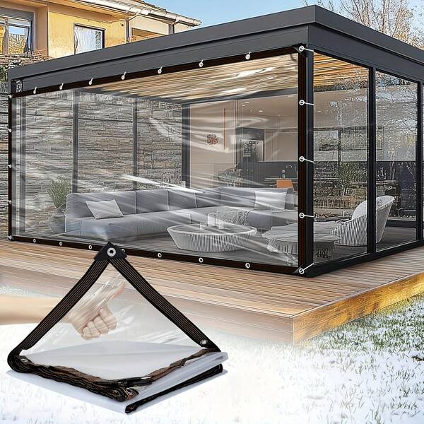 Waterproof And Oil-Resistant Tarpaulin, Shading Film With Metal Rings, Winter Plant Covering Film, Greenhouse Film, Suitable For Car, Yard, Porch, Terrace Shading And Outdoor Camping, Rainproof, Windproof And Heat-Insulating Outdoor Cover, Garden Cover.